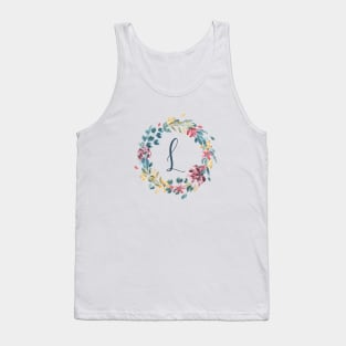 Floral Monogram L Colorful Full Blooms Tank Top